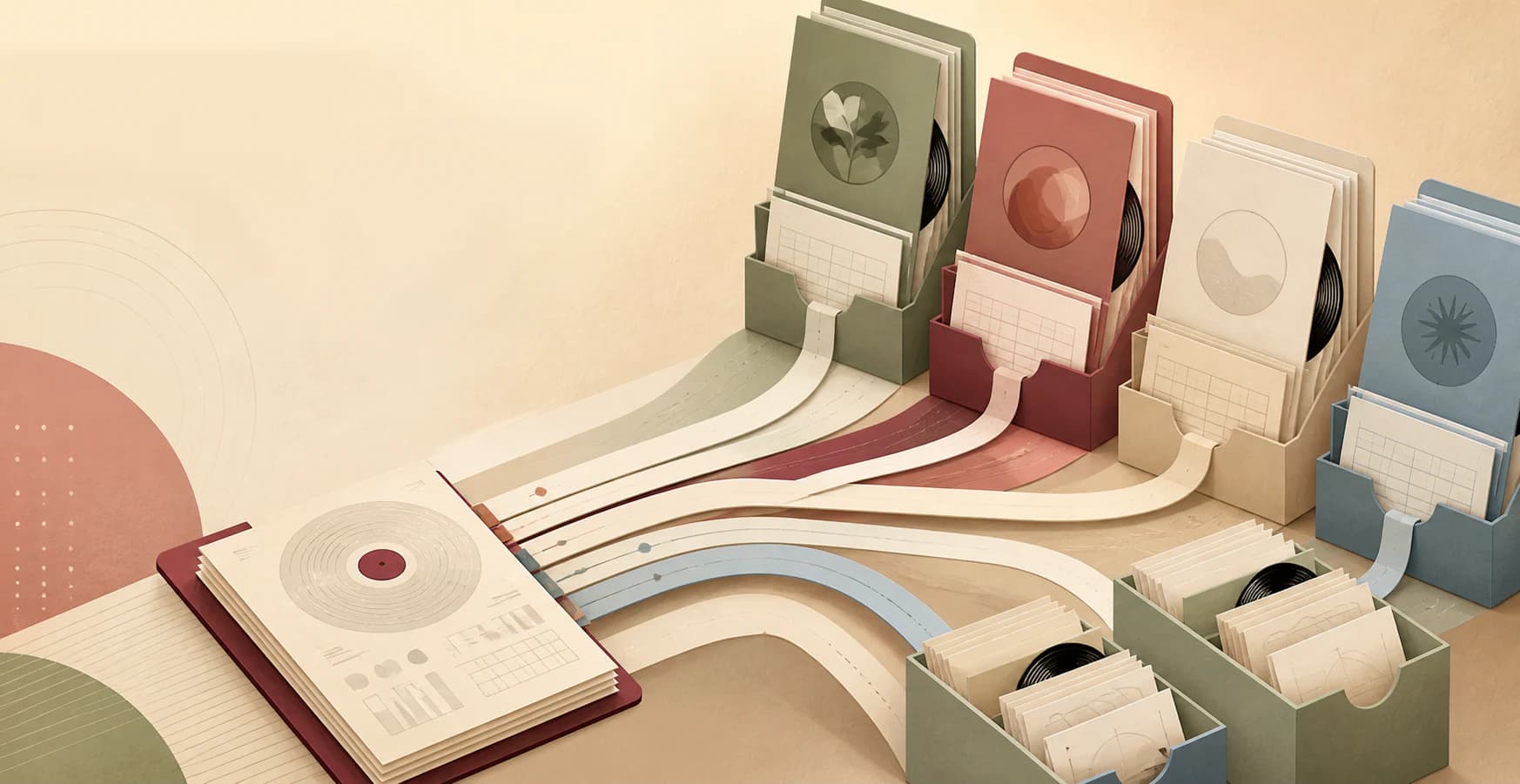 Illustration eines Accounts, der mehrere Artist-Abrechnungen sauber trennt